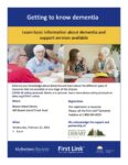 alzheimer's society pster for feb 22 workshop on getting to know dementia