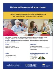 poster for workshop with photos of seniors and caregivers