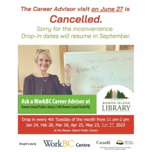 career advisor poster saying june 27 2023 date is cancelled
