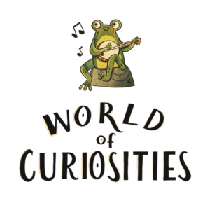 world of curiosities summer reading club logo with frog