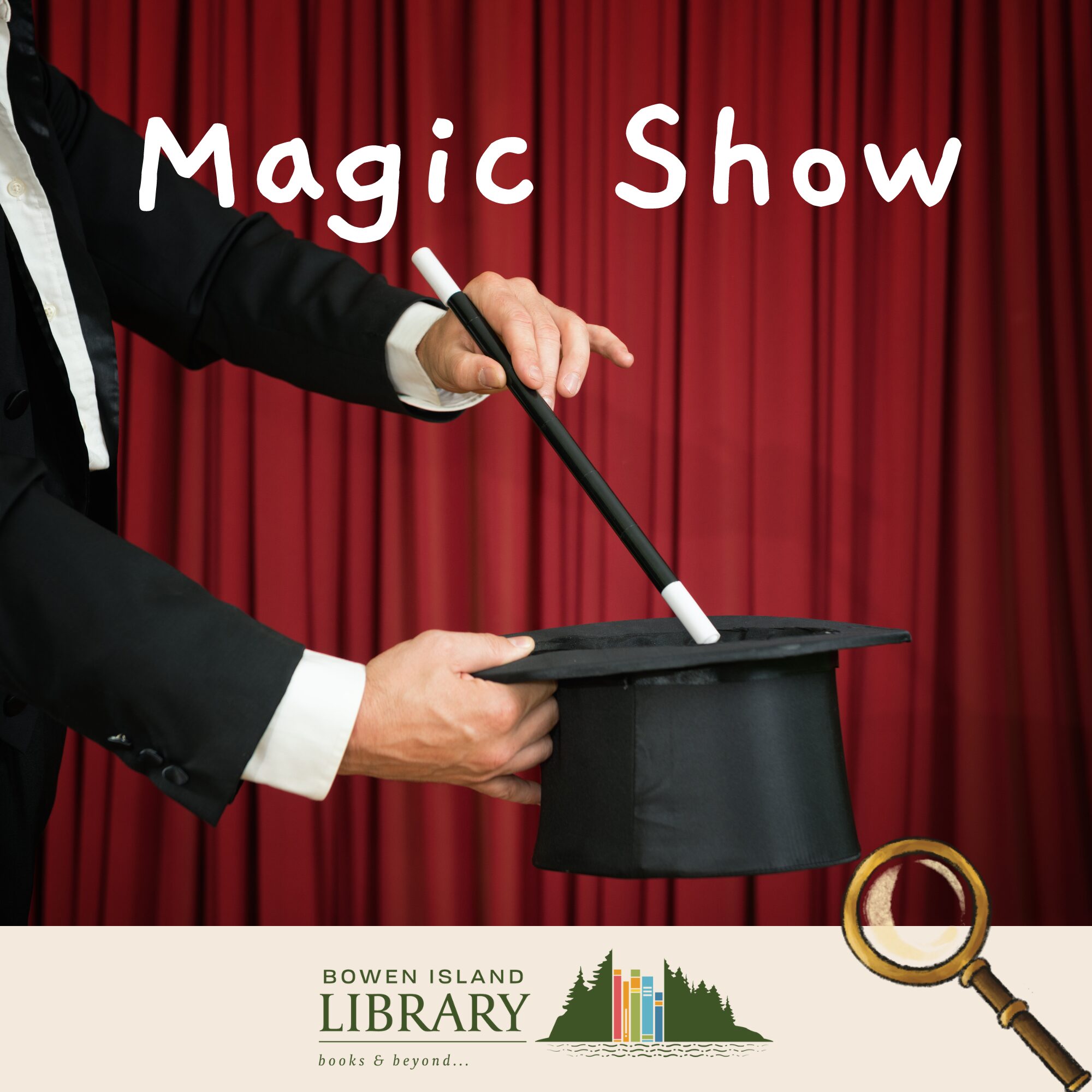 a magician's hands holding a top hat and wand